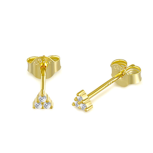 Styles plating inlay sterling silver zircon 18k gold plated ear studs