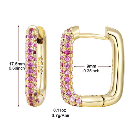 Elegant rectangle plating inlay copper zircon earrings