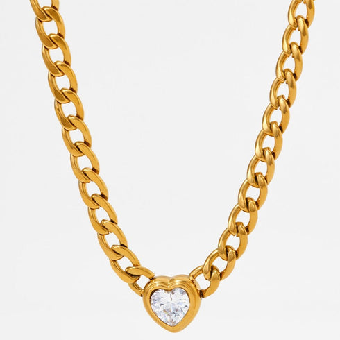 Heart shape stainless steel inlay zircon bracelets earrings necklace