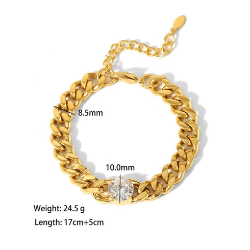 Streetwear heart shape titanium steel inlay zircon necklace