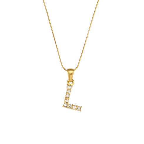 Letter stainless steel necklace plating zircon stainless steel necklaces
