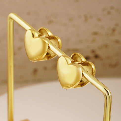 Sweet heart shape polishing plating stainless steel 18k gold plated earrings