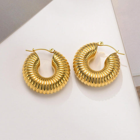 Fashion round titanium steel plating hoop earrings