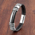 Hip-hop punk rectangle leather stone men's bracelets