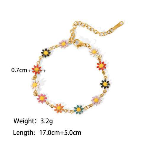Flower stainless steel gold plated bracelets necklace