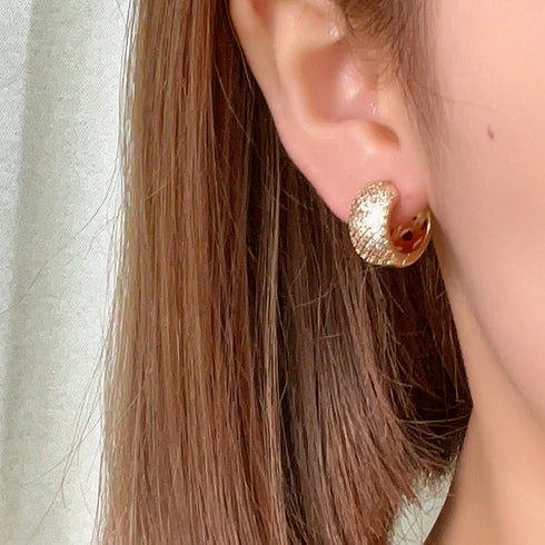 Hoops inlay copper zircon gold plated earrings