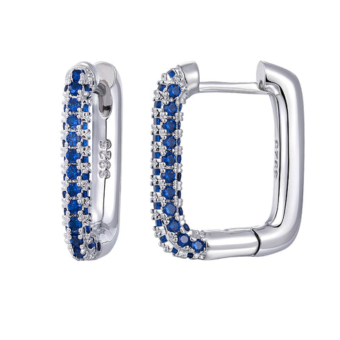 Elegant rectangle plating inlay copper zircon earrings