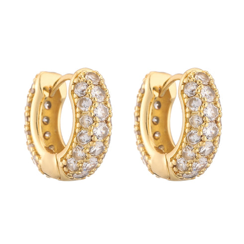 Shiny round plating inlay zircon earrings
