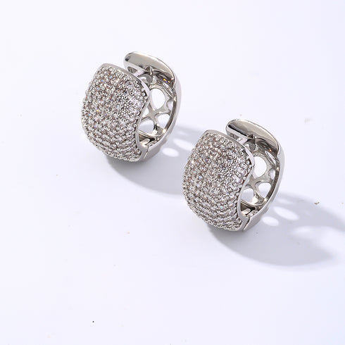 Hoops inlay copper zircon gold plated earrings