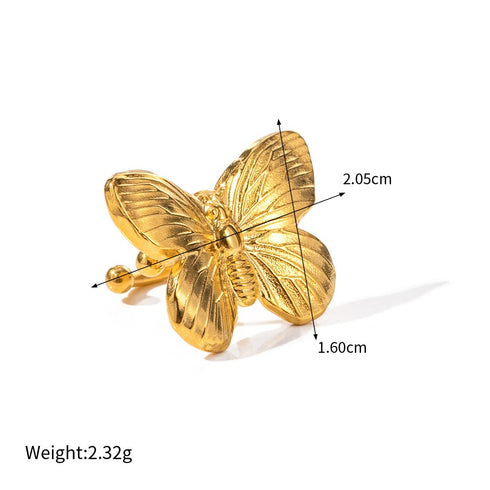 Butterfly plating stainless steel 18k gold plated ear cuffs