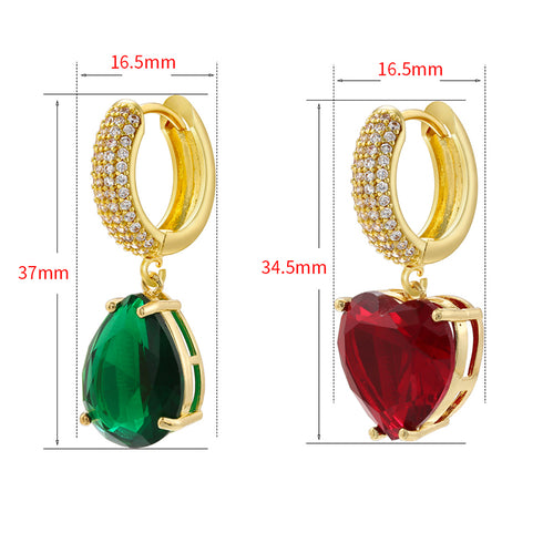 Elegant simple style heart shape 18k drop earrings
