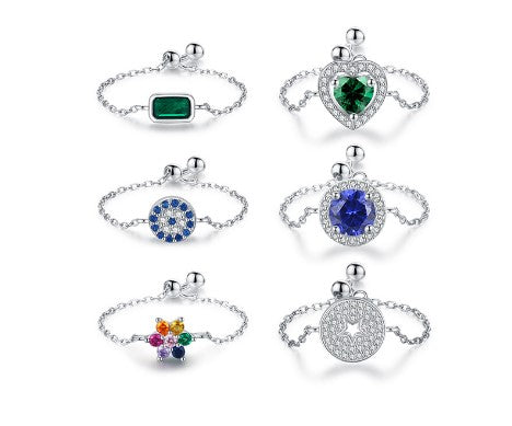 Shapes of silver inlay zircon rings