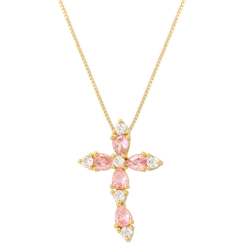 Luxurious Cross Inlay Zircon Pendant Necklace