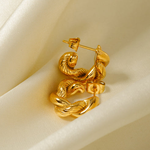 Classic Style Twist Plating Stainless Steel 18K Gold Plated Ear Studs