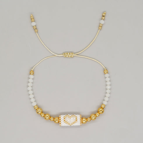 Bohemian heart shape seed bead copper bracelets in bulk