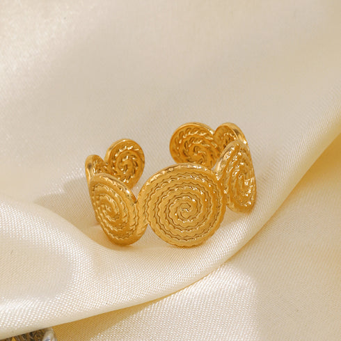 Spiral stainless steel plating 18k gold plated open rings