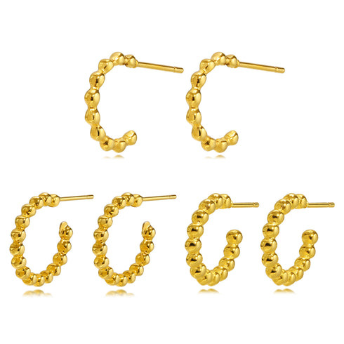 C shape plating stainless steel 18k gold plated ear studs