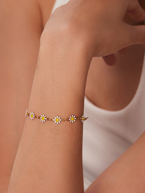 Flower stainless steel gold plated bracelets necklace