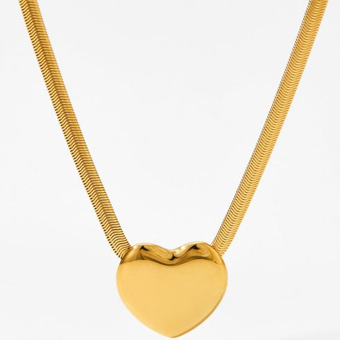 Heart shape stainless steel gold plated pendant necklace in bulk