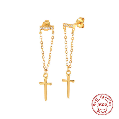 Fashion cross star water droplets sterling silver inlay