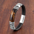 Hip-hop punk rectangle leather stone men's bracelets