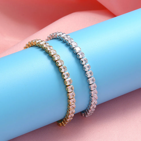 Square zircon bracelet geometric pull adjustable