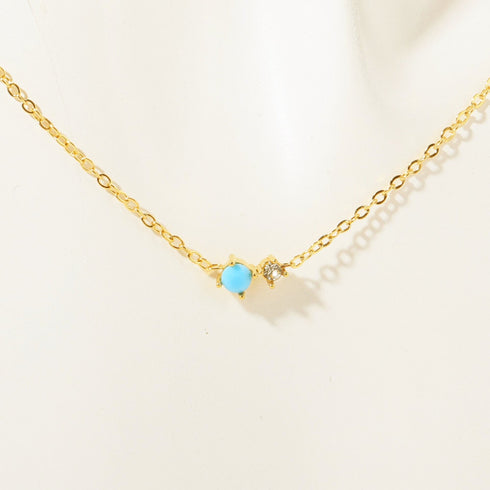 Round titanium steel plating 18k gold plated pendant necklace