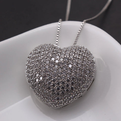 Style commute heart shape zircon white gold plated gold plated