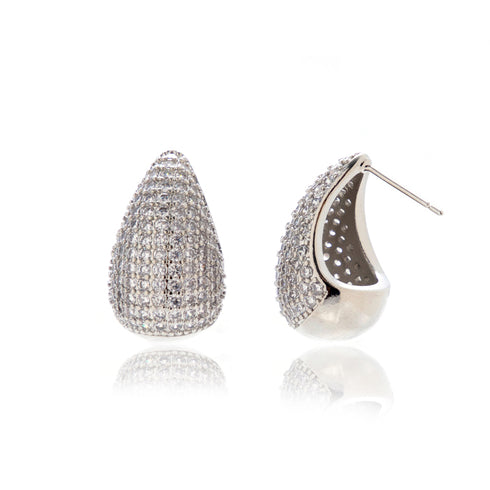 French style simple style water droplets inlay copper zircon ear studs