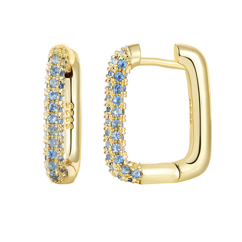 Elegant rectangle plating inlay copper zircon earrings