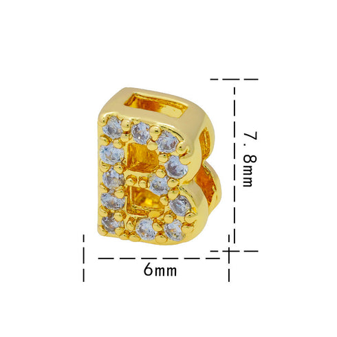 Letter titanium steel copper 18k gold plated charms (without chain)