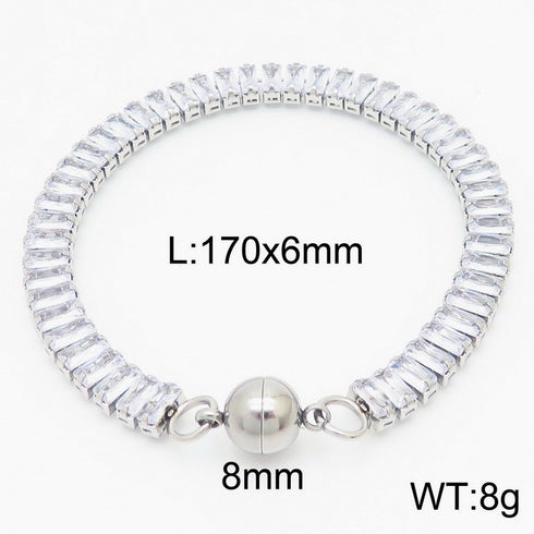 Geometric titanium steel plating inlay zircon bracelets