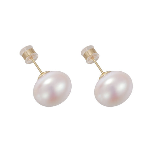 Elegant glam round inlay pearl pearl ear studs