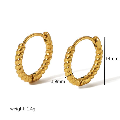 Streetwear twist plating inlay stainless steel zircon 18k