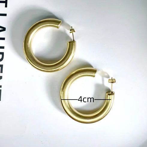 Shiny semicircle polishing plating titanium steel 18k gold plated ear studs