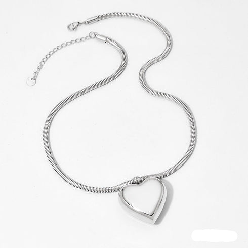 Stainless Steel Casual Simple Style Heart Shape Plating Pendant Necklace