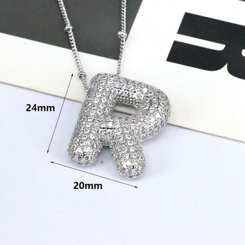 Letter plating silver plated pendant necklace