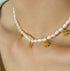 Freshwater pearl titanium steel beaded plating 18k gold plated necklace