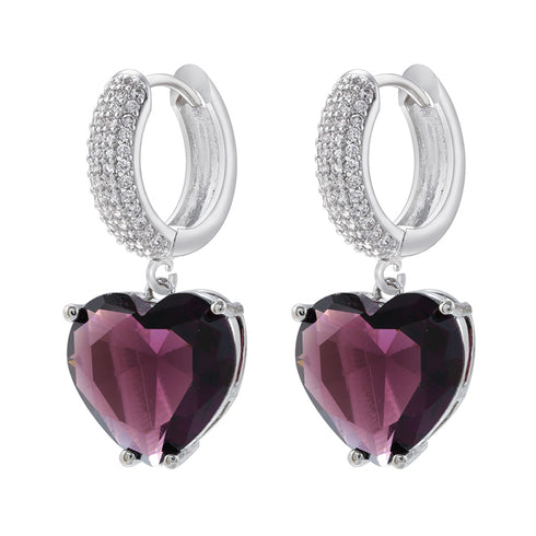 Elegant simple style heart shape 18k drop earrings