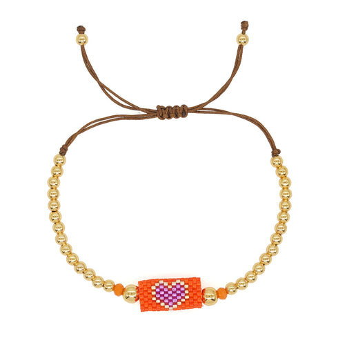 Bohemian heart shape seed bead copper bracelets in bulk