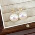 Elegant glam round inlay pearl pearl ear studs