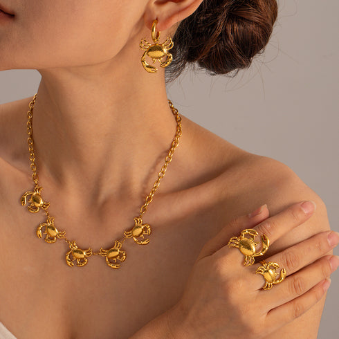 Crab stainless steel plating 18k gold plated