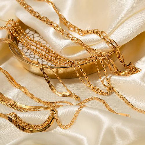 Layered stainless steel plating 18k gold plated necklace