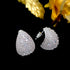 Elegant geometric inlay copper zircon ear studs