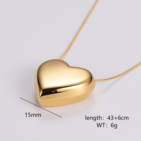 Heart shape stainless steel 18k gold plated pendant necklace