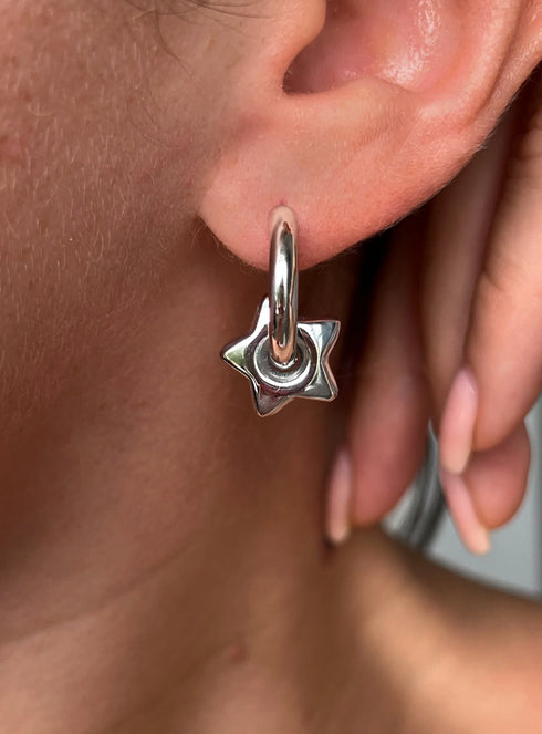 Cute classic style pentagram heart shape hoop earrings