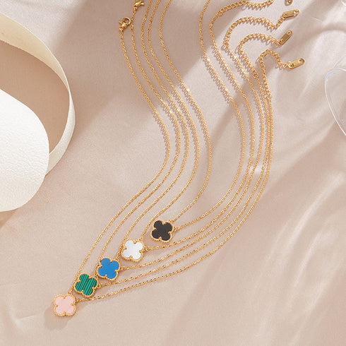 Elegant four leaf clover titanium steel plating pendant necklace