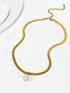 Stainless steel freshwater pearl plating 18k gold plated pendant necklace