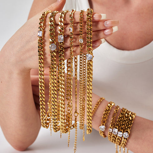 Streetwear heart shape titanium steel inlay zircon necklace