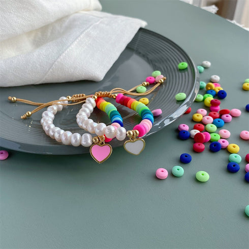 Freshwater pearl soft clay enamel bracelets